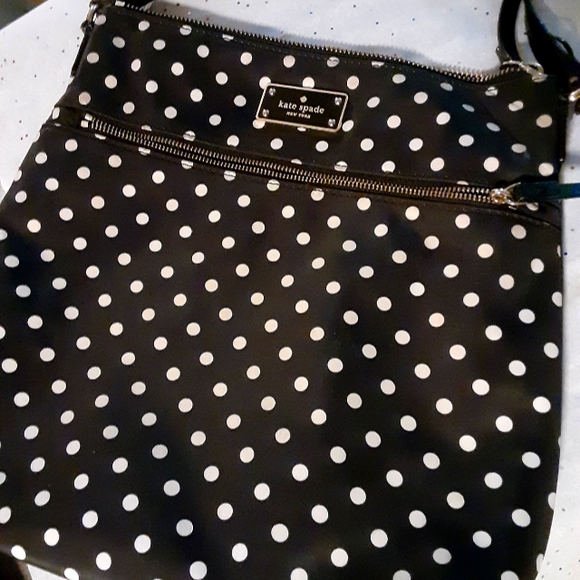 SOLD Kate Spade Cross Body Bag Black and white Polka-dots - Picture 3 of 7